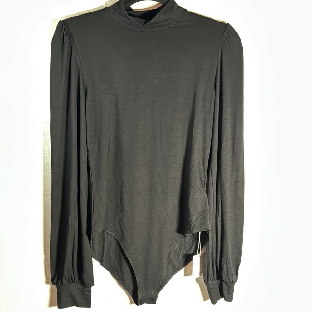 MANGOPOP Turtle Mock Neck Long sleeve Bodysuits Puff Sleeve Bodysuit size medium